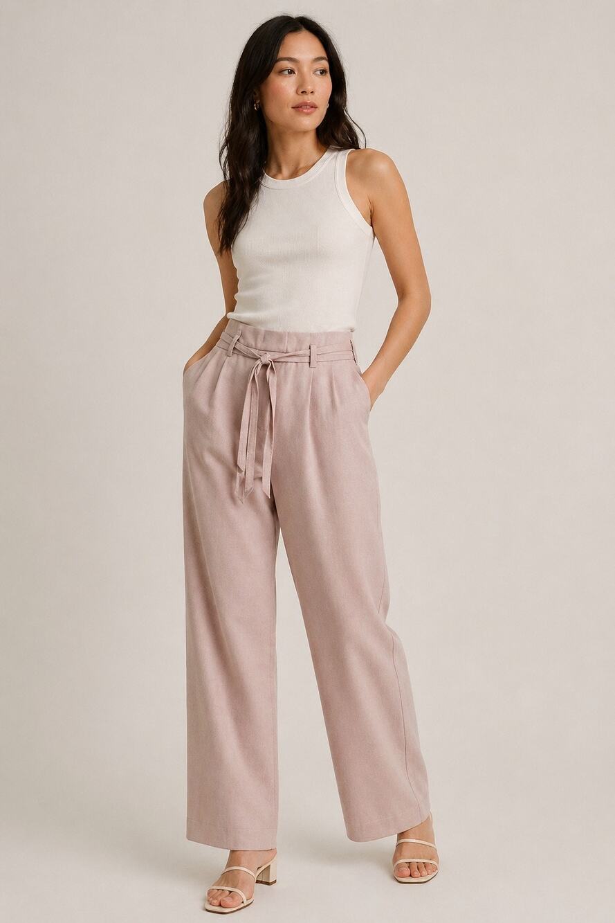 ROARI Kat Dusty Pink Tie Waist Trousers – Size 24  – NWT